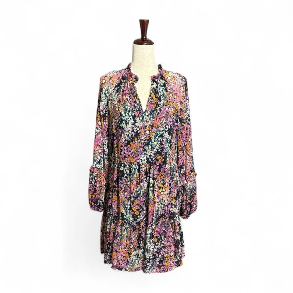 Vince Camuto Multicolor Floral Ruffled Dress Size Medium K0210